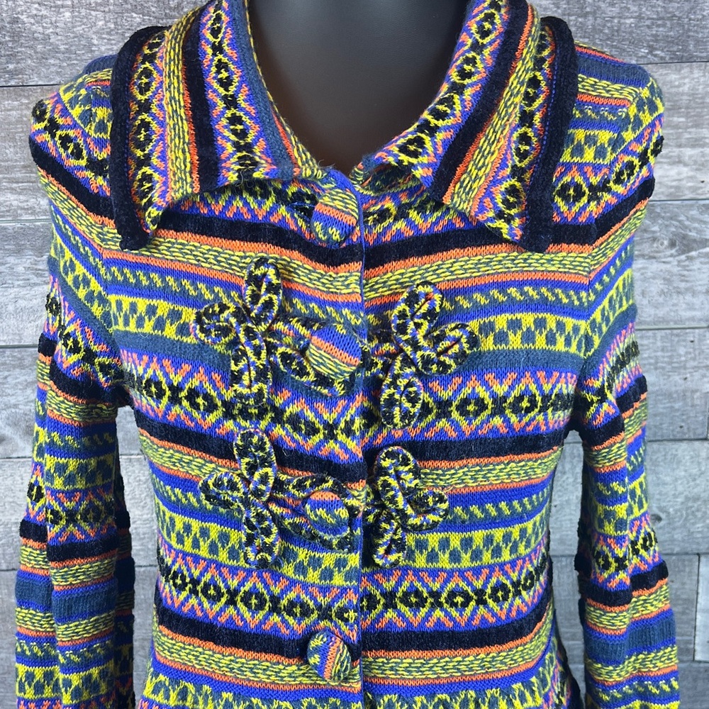 Anthropologie Sleeping on SnowColorful Geometric Knit Cardigan Med